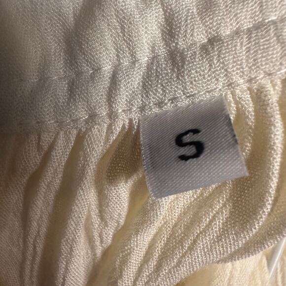 Womens Textured Lace Halter Tie Babydoll Lined Tiered Cream Mini Dress Small - Picture 8 of 8